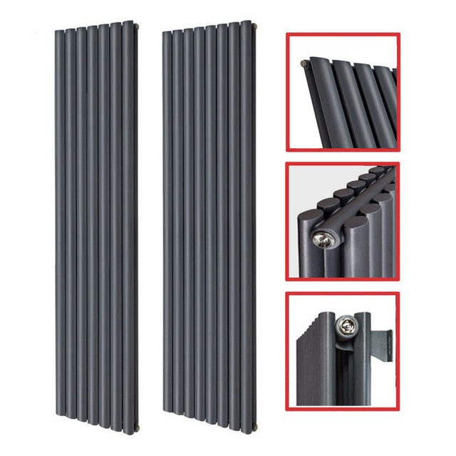 Elipso 60*30 Doppellagig NEU Ellipse Vertikal Seitenanschluss Paneelheizkörper Weiß Anthrazit