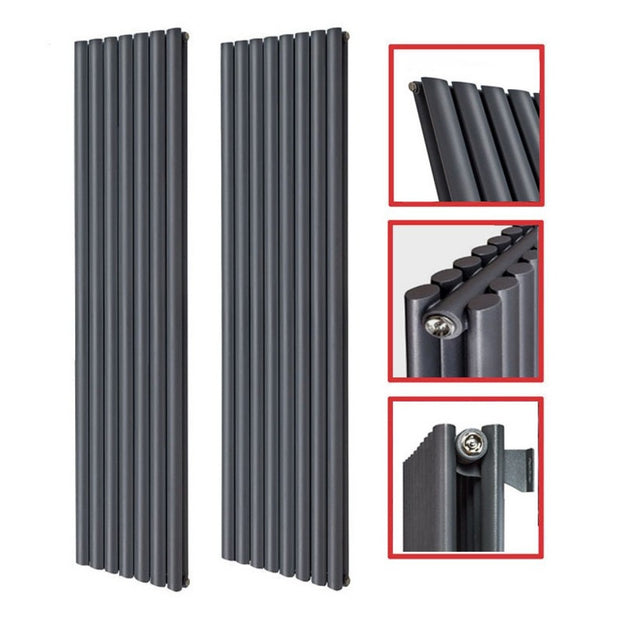 Elipso 1800x536 mm Vertikal Doppellagig Ellipse  Anthrazit Paneelheizkörper