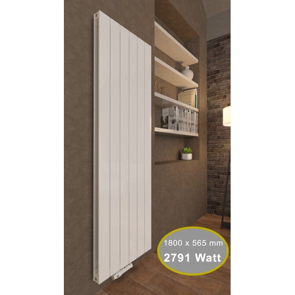 Claudio 1800x565 mm Vertikal Doppellagig Flach Aluminium Weiß Paneelheizkörper