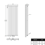 Solaria 1800x590 mm Vertikal Doppellagig Ellipse Weiß Paneelheizkörper