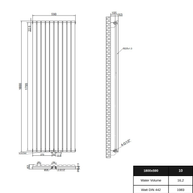 Solaria 1800x590 mm Vertikal Einlagig Ellipse Anthrazit Paneelheizkörper