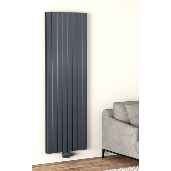 Alhon 1800x472 mm Vertikal Doppellagig Flach Aluminium Anthrazit Paneelheizkörper