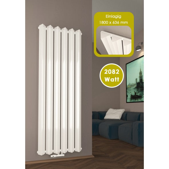 Triple 1800x636 mm Vertikal Einlagig Triple Weiß Paneelheizkörper