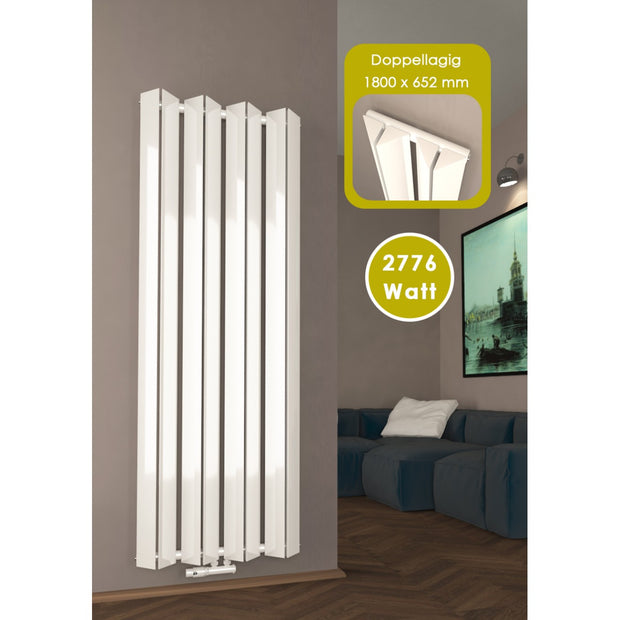 Triple 1800x652 mm Vertikal Doppellagig Triple  Weiß Paneelheizkörper