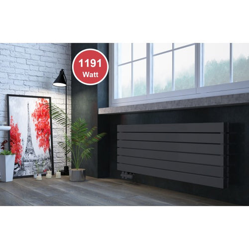 Rivano 450x1200 mm Horizontal Doppellagig Flach  Anthrazit Paneelheizkörper - Görsel 1