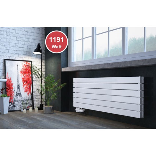 Rivano 450x1200 mm Horizontal Doppellagig Flach  Weiß Paneelheizkörper - Görsel 1