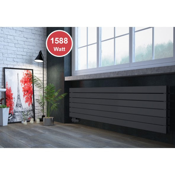 Rivano 450x1600 mm Horizontal Doppellagig Flach  Anthrazit Paneelheizkörper