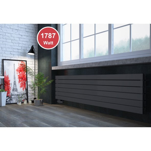 Rivano 450x1800 mm Horizontal Doppellagig Flach  Anthrazit Paneelheizkörper