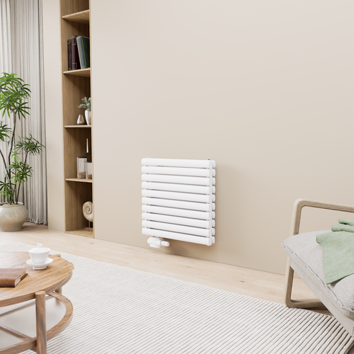 Vormico 600x590 mm Horizontal Doppellagig Ellipse Weiß Paneelheizkörper - Görsel 1