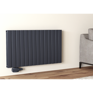 Alhon 600x1078 mm Horizontal Doppellagig Flach Aluminium Anthrazit Paneelheizkörper