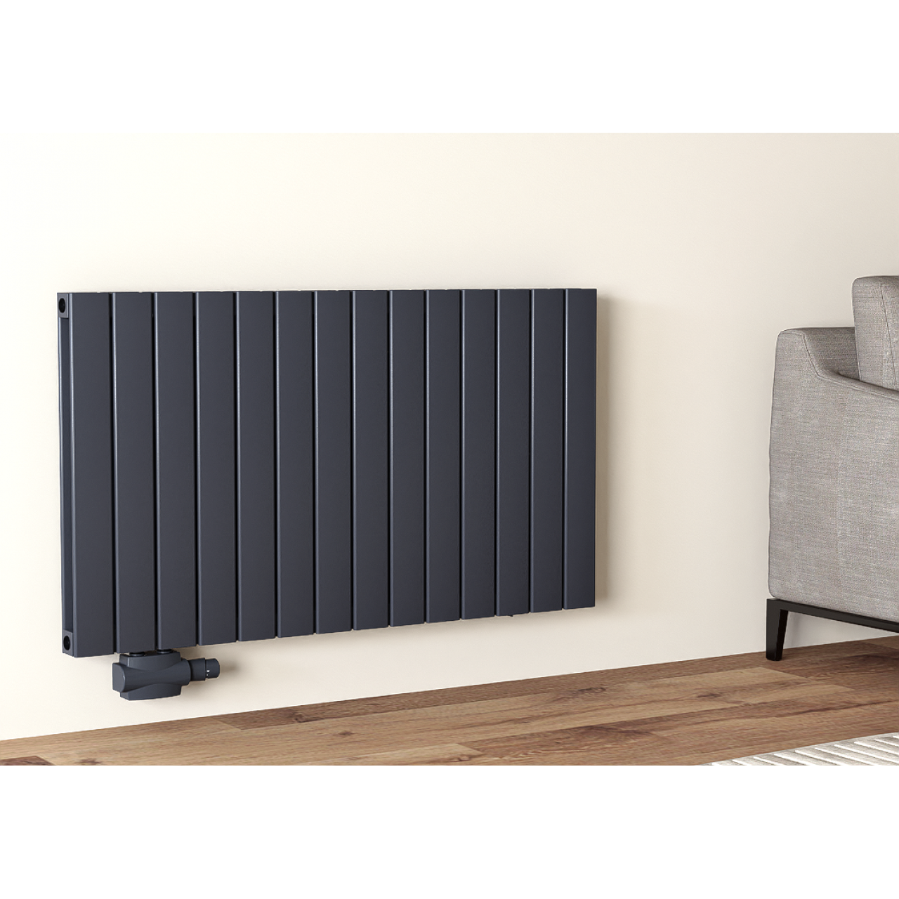Alhon 600x1078 mm Horizontal Doppellagig Flach Aluminium Anthrazit Paneelheizkörper