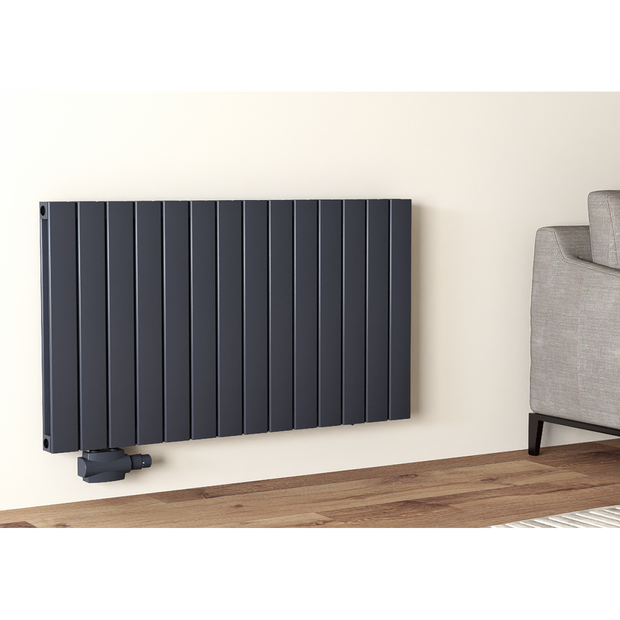 Alhon 600x1078 mm Horizontal Doppellagig Flach Aluminium Anthrazit Paneelheizkörper