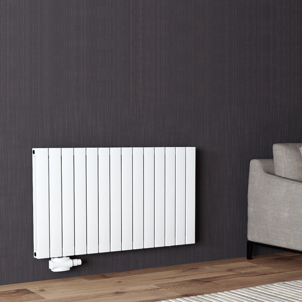 Alhon 600x1078 mm Horizontal Doppellagig Flach Aluminium Weiß Paneelheizkörper