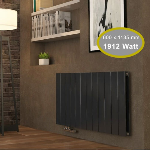 Claudio 600x1135 mm Horizontal Doppellagig Flach Aluminium Anthrazit Paneelheizkörper - Görsel 1