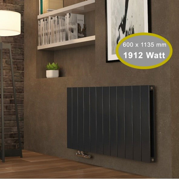 Claudio 600x1135 mm Horizontal Doppellagig Flach Aluminium Anthrazit Paneelheizkörper