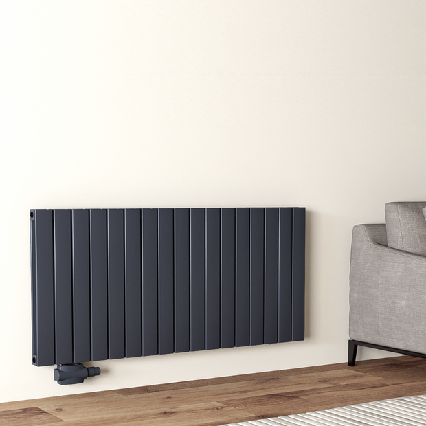 Alhon 600x1309 mm Horizontal Doppellagig Flach Aluminium Anthrazit Paneelheizkörper