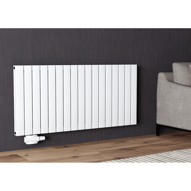Alhon 600x1309 mm Horizontal Doppellagig Flach Aluminium Weiß Paneelheizkörper