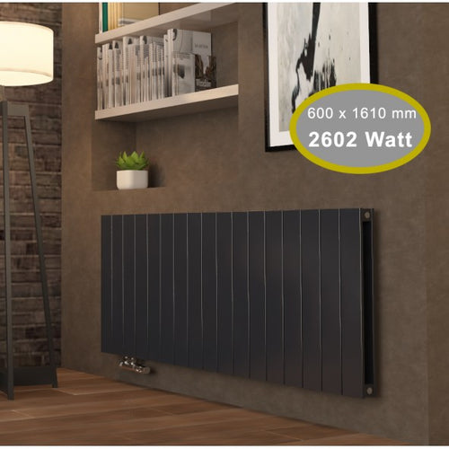 Claudio 600x1610 mm Horizontal Doppellagig Flach Aluminium Anthrazit Paneelheizkörper - Görsel 1
