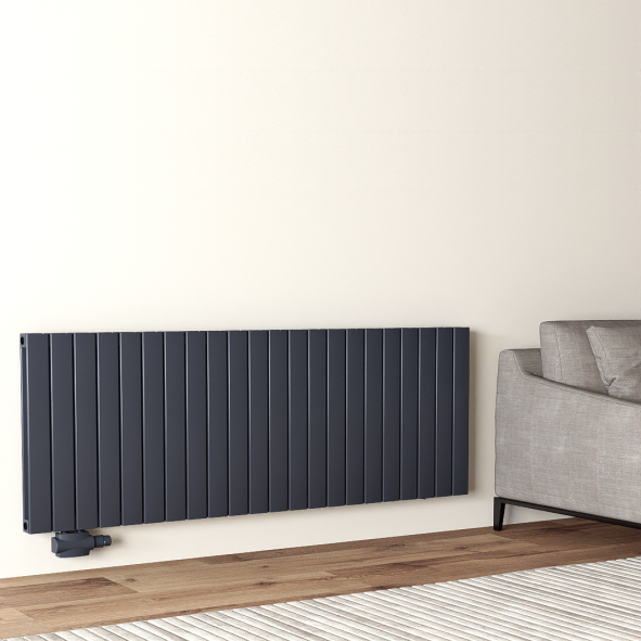 Alhon 600x1694 mm Horizontal Doppellagig Flach Aluminium Anthrazit Paneelheizkörper
