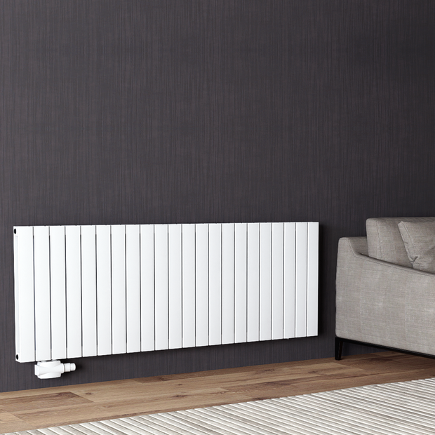 Alhon 600x1694 mm Horizontal Doppellagig Flach Aluminium Weiß Paneelheizkörper