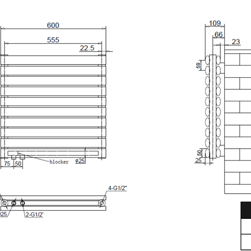 Vormico 600x590 mm Horizontal Doppellagig Ellipse Weiß Paneelheizkörper - Görsel 2