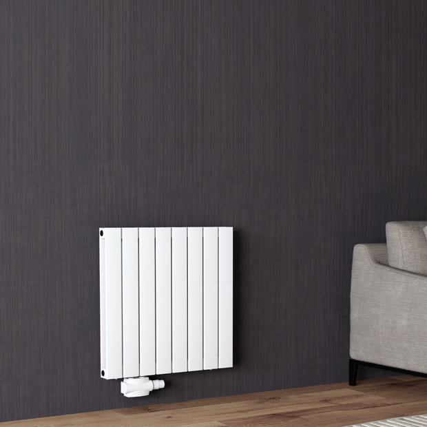 Alhon 600x616 mm Horizontal Doppellagig Flach Aluminium Weiß Paneelheizkörper