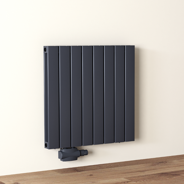 Alhon 600x616 mm Horizontal Doppellagig Flach Aluminium Anthrazit Paneelheizkörper