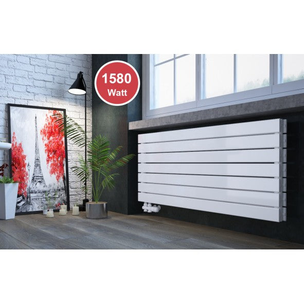Rivano 602x1200 mm Horizontal Doppellagig Flach  Weiß Paneelheizkörper