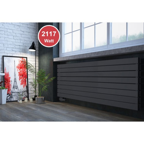 Rivano 602x1600 mm Horizontal Doppellagig Flach  Anthrazit Paneelheizkörper - Görsel 1