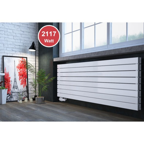 Rivano 602x1600 mm Horizontal Doppellagig Flach  Weiß Paneelheizkörper - Görsel 1