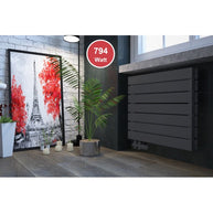 Rivano 602x600 mm Horizontal Doppellagig Flach  Anthrazit Paneelheizkörper