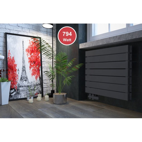 Rivano 602x600 mm Horizontal Doppellagig Flach  Anthrazit Paneelheizkörper - Görsel 1