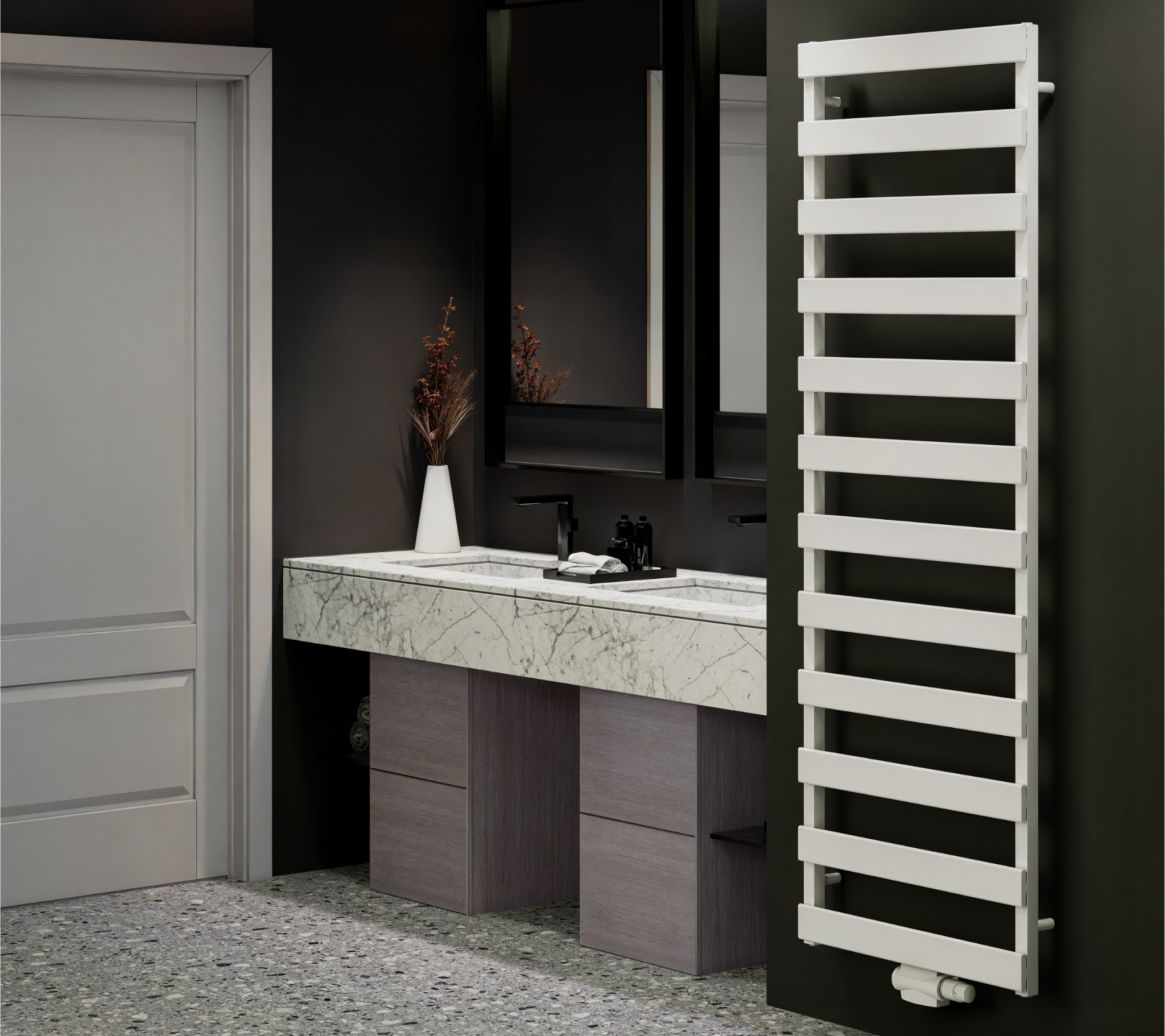 Estiva 1640x600 mm Vertikal Einlagig Flach Aluminium Weiß Paneelheizkörper