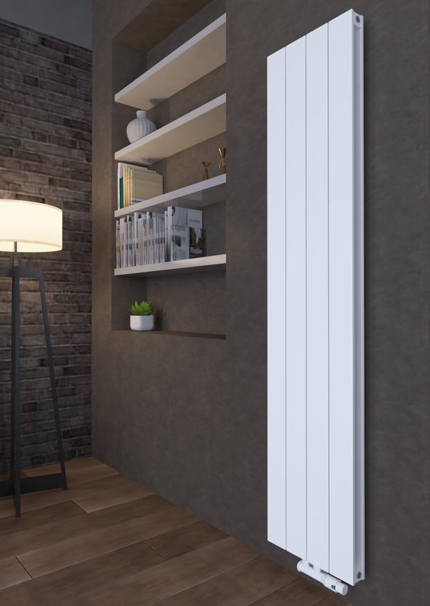Claudio 1800x375 mm Vertikal Doppellagig Flach Aluminium Weiß Paneelheizkörper