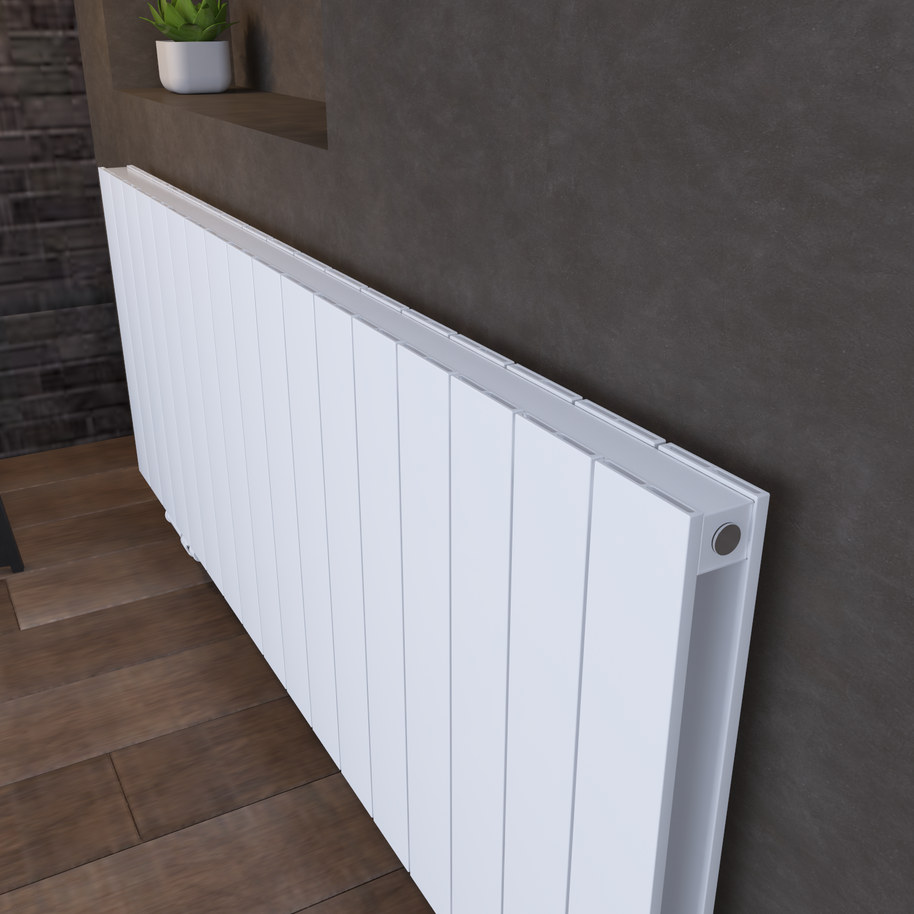 Claudio 600x1135 mm Horizontal Doppellagig Flach Aluminium Weiß Paneelheizkörper