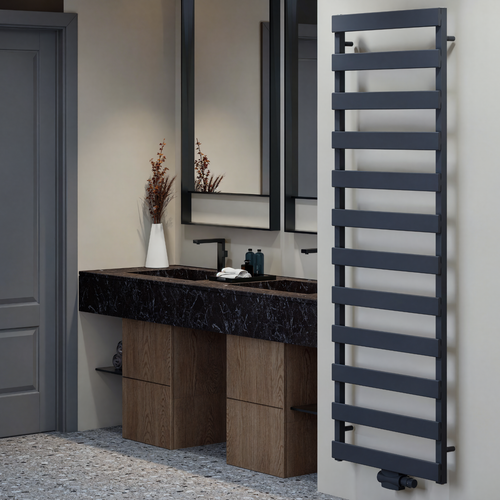 Estiva 1640x600 mm Vertikal Einlagig Flach Aluminium Anthrazit Paneelheizkörper - Görsel 1