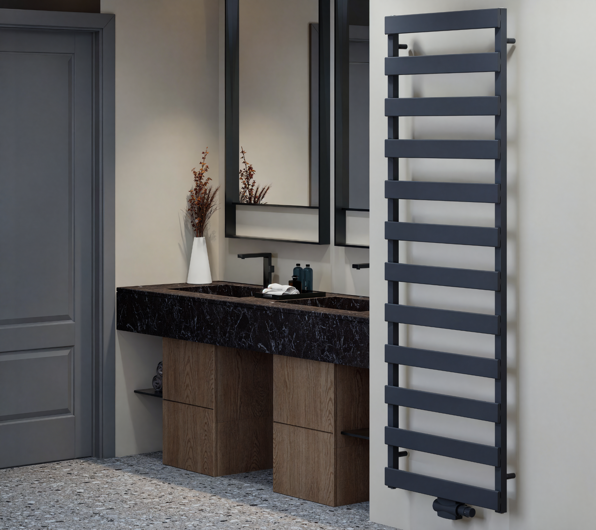 Estiva 1797x600 mm Vertikal Einlagig Flach Aluminium Anthrazit Paneelheizkörper