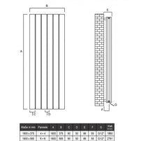 Claudio 1800x565 mm Vertikal Doppellagig Flach Aluminium Weiß Paneelheizkörper