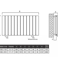 Claudio 600x1135 mm Horizontal Doppellagig Flach Aluminium Anthrazit Paneelheizkörper