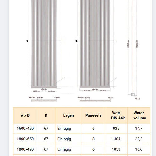 Radfin 1800x490 mm Vertikal Einlagig Flach Paneelheizkörper Anthrazit - Görsel 3