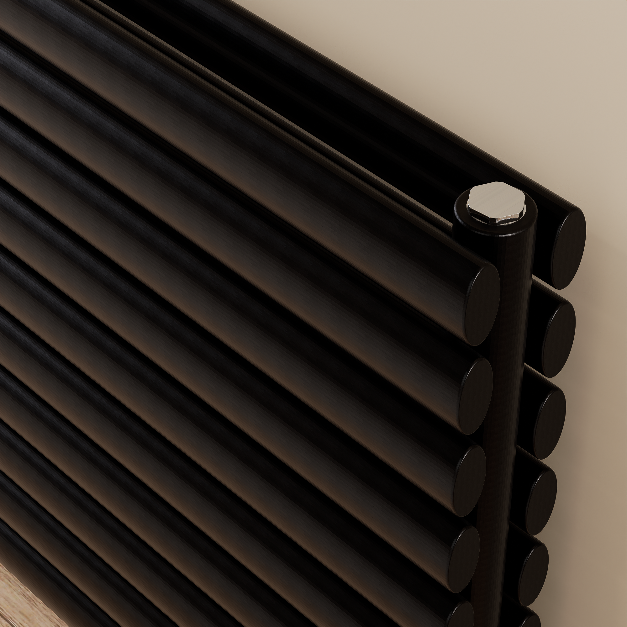 Vormico 1600x590 mm Horizontal Doppellagig Ellipse Schwarz Paneelheizkörper