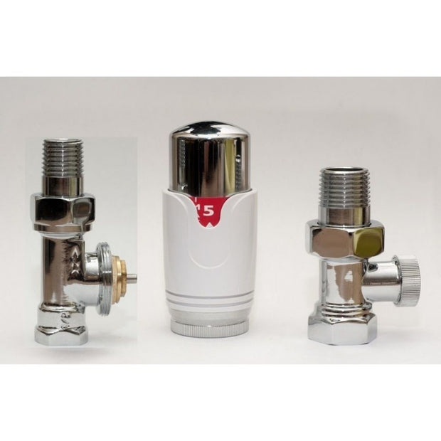 Thermostatventil Set Heizkörper Durchgang Rücklauftemperaturbegrenzer 1/2 Chrom