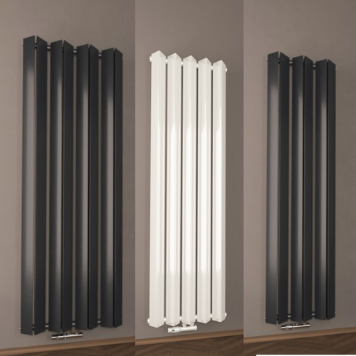 Triple Design Vertikal Paneelheizkörper Einlagig & Doppellagig Mittelanschluss Weiß & Anthrazit - Görsel 1