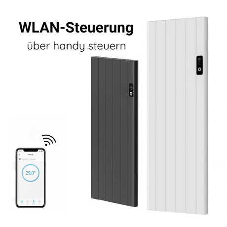 Alure Aluminium Doppellagig Vertikal & Horizontal Flach Wifi Wand Elektroheizung mit Thermostat Effizient WLAN-fähig Konvektor Anthrazit oder Weiß