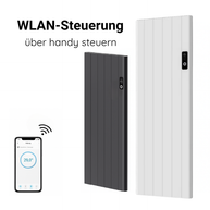 Alure 1600x544 mm Vertikal Horizontal Doppellagig Flach Aluminium Wifi Wand Elektroheizung mit Thermostat Effizient WLAN-fähig Konvektor Anthrazit Paneelheizkörper