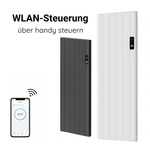 Alure 1600x544 mm Vertikal Horizontal Doppellagig Flach Aluminium Wifi Wand Elektroheizung mit Thermostat Effizient WLAN-fähig Konvektor Anthrazit Paneelheizkörper - Görsel 3