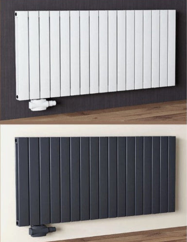 Alhon Aluminium Doppellagig Paneelheizkörper Horizontal Mittelanschluss Weiß & Anthrazit - Görsel 1