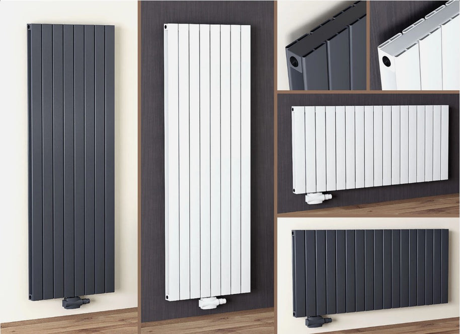 Alhon Aluminium Doppellagig Paneelheizkörper Vertikal & Horizontal Mittelanschluss Weiß & Anthrazit