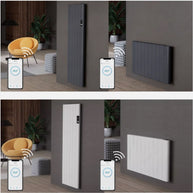 Alure Aluminium Doppellagig Vertikal & Horizontal Flach Wifi Wand Elektroheizung mit Thermostat Effizient WLAN-fähig Konvektor Anthrazit oder Weiß