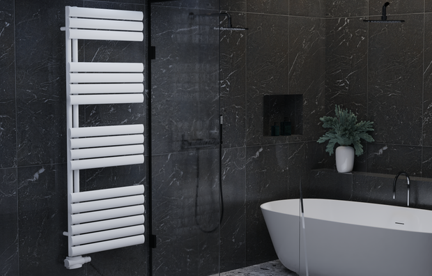 Eldor Einlagig Ellipse Vertikal Handtuchwärmer Badheizkörper Weiß  & Anthrazit